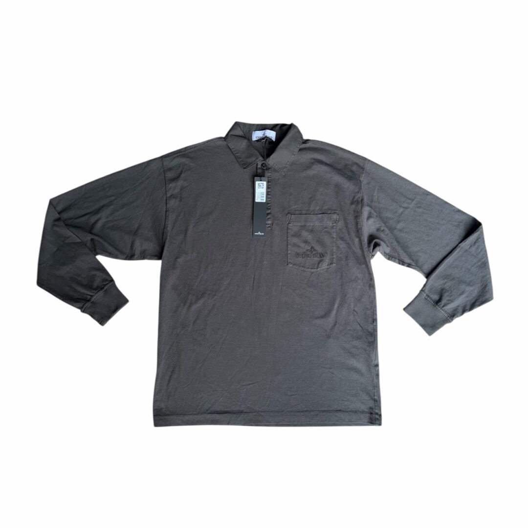 Stone Island Spell Out Long Sleeve Polo Shirt