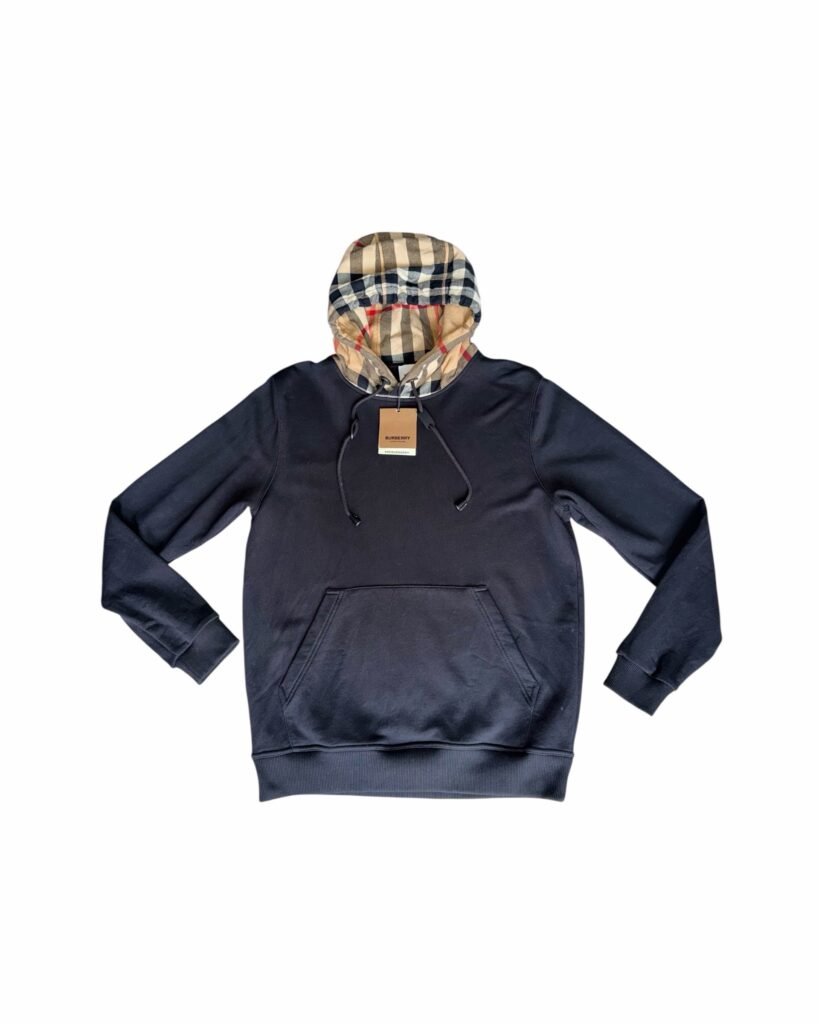 Burberry Check Hood Cotton Blend Hoodie