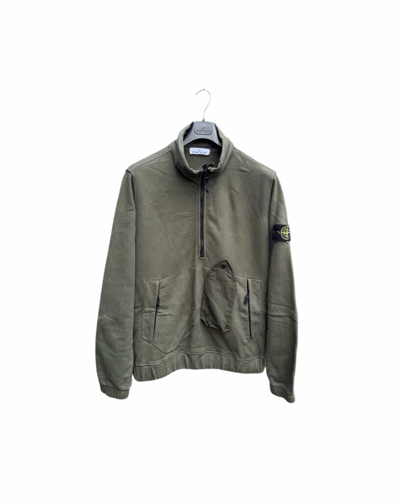 Stone Island Brushed Cotton Half Zip Smock
