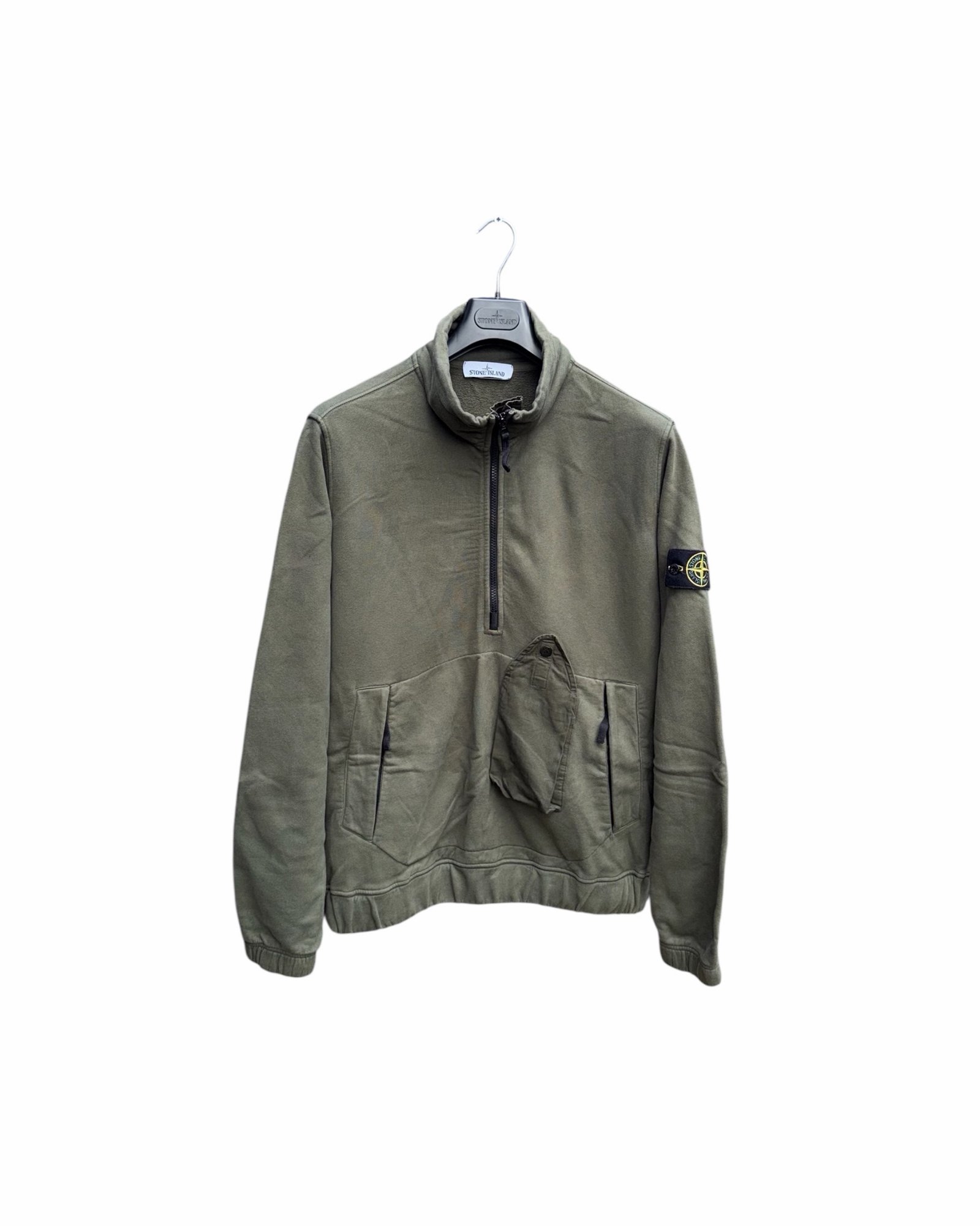Stone Island Brushed Cotton Half Zip Smock
