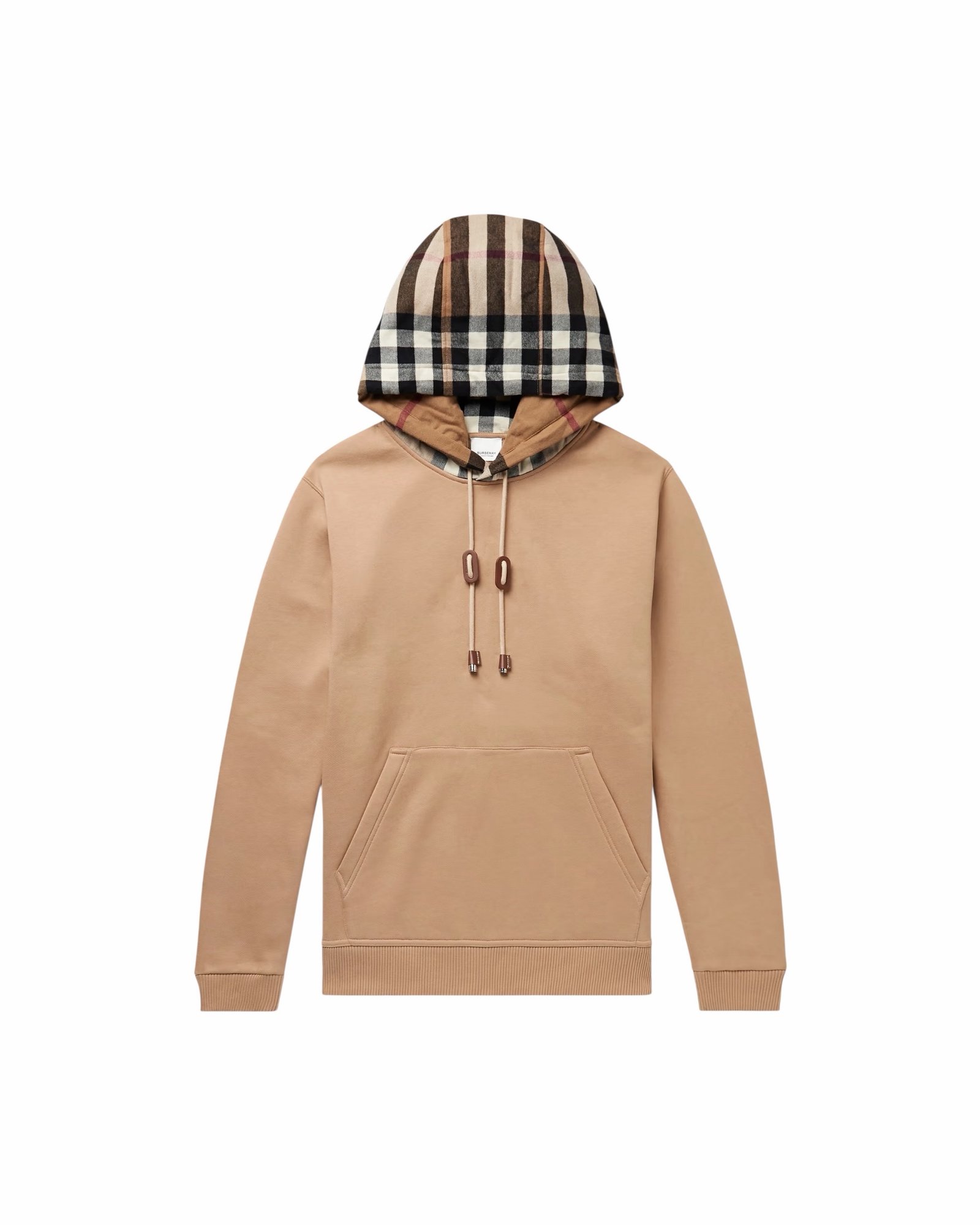 Burberry Check Trim Cotton Blend Hoodie