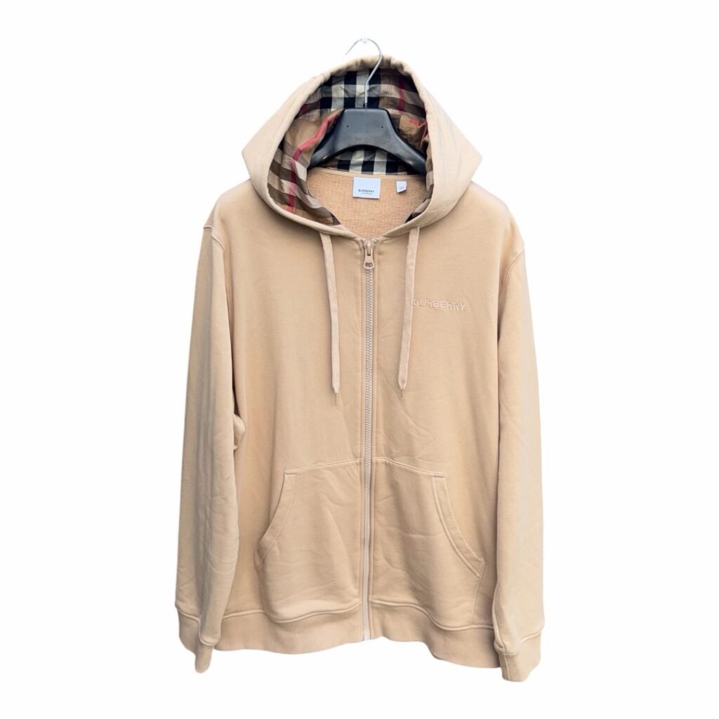 Burberry Zip Up Embroidery Hoodie