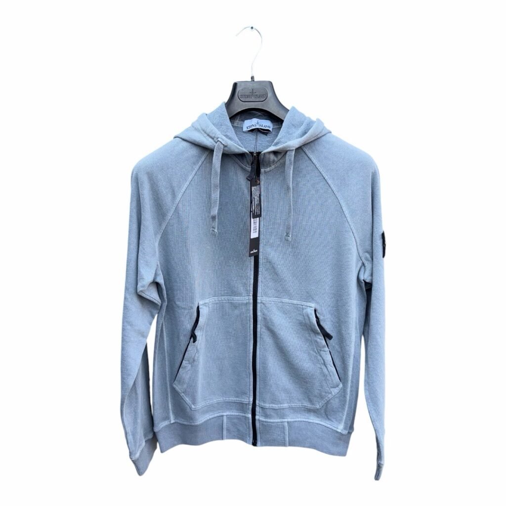 Stone Island Garment Dyed Compass Cotton Zip Up Hoodie