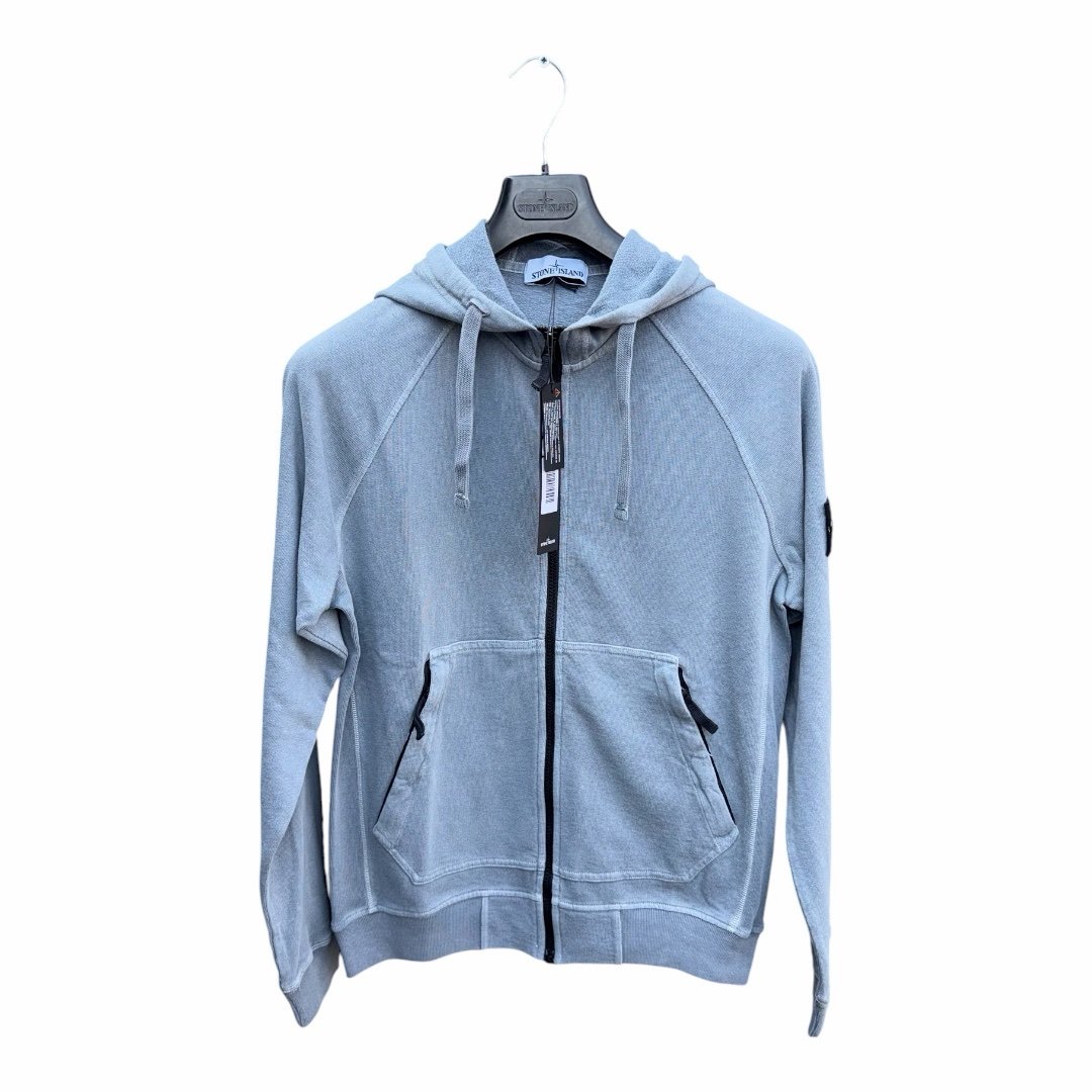 Stone Island Garment Dyed Compass Cotton Zip Up Hoodie