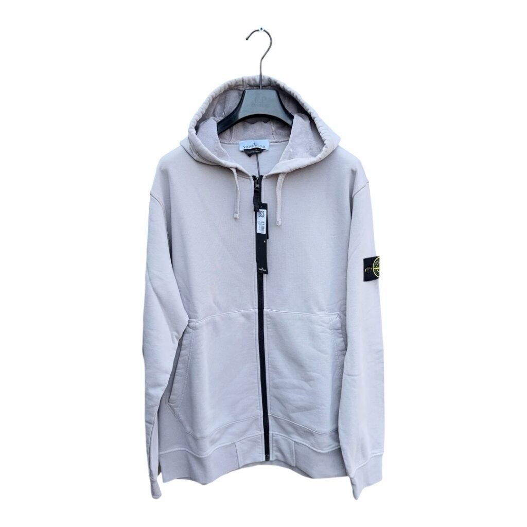 Stone Island Garment Dyed Compass Cotton Zip Up Hoodie