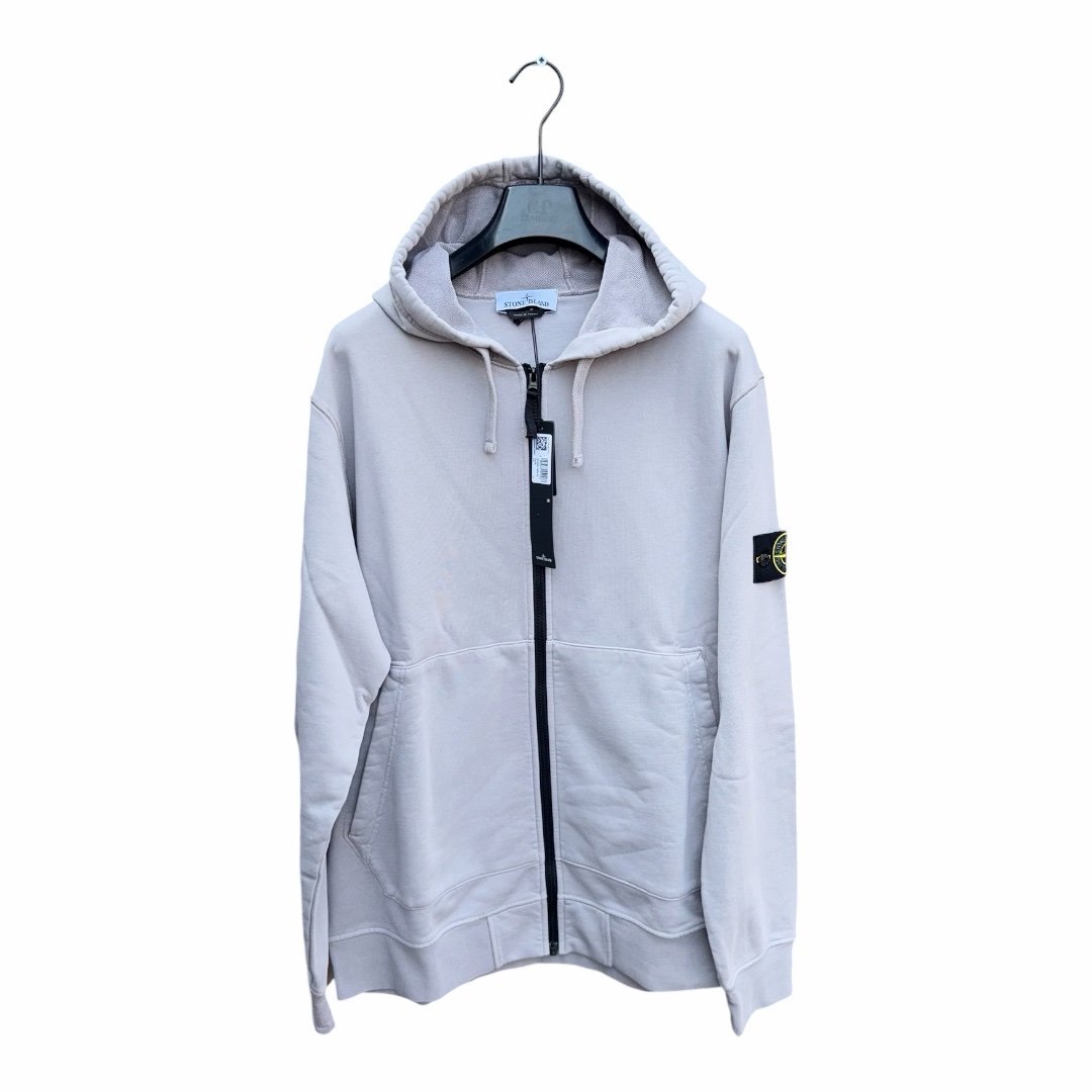 Stone Island Garment Dyed Compass Cotton Zip Up Hoodie